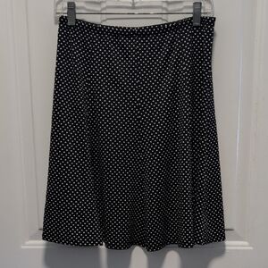 Elegant Black and White Polka Dot A-Line Skirt